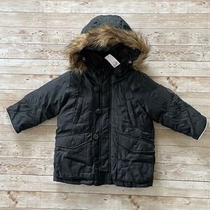 Gap Black Parka with Fur Trimmed Hood